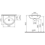 Раковина подвесная Vitra Zentrum 60 см 5786B003-0001 - фото 4