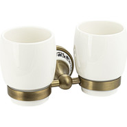 Двойной стакан для зубных щеток Brimix 94160, цвет бронза - фото 