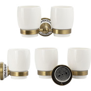 Двойной стакан для зубных щеток Brimix 94160, цвет бронза - фото 2