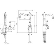 Смеситель для раковины высокий Boheme Tradizionale Nero Swarovski 252, золото - фото 3