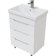 Тумба напольная с раковиной Mirsant Soho quadro 60/2 см с доводчиком, белый - фото 