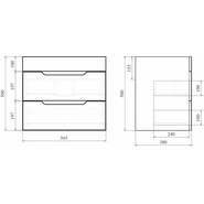 Тумба подвесная с раковиной Mirsant Soho Quadro 60/2 см c доводчиком - фото 5