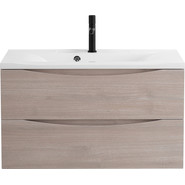 Тумба подвесная с раковиной BelBagno MARINO-900-2C-SO-RG-P 90 см, Rovere Grigio (раковина BB900/450-LV-MR-PR) - фото 2