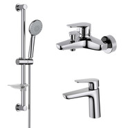 Набор смесителей 3 в 1 для ванны с коротким изливом Aquatek Бетта AQ1130CR, Цвет производителя: хром - фото 