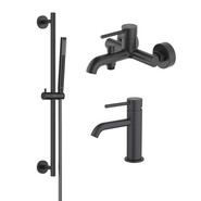 Набор смесителей 3 в 1 для ванны с коротким изливом Aquatek Европа AQ1330MB, чёрный матовый, Цвет производителя: чёрный матовый - фото 