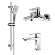 Набор смесителей 3 в 1 для ванны с коротким изливом Aquatek Лира AQ1430CR, Цвет производителя: хром - фото 