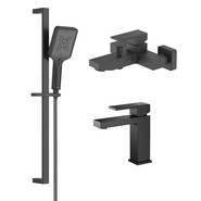 Набор смесителей 3 в 1 для ванны с коротким изливом Aquatek Либра AQ1630MB, чёрный матовый, Цвет производителя: чёрный матовый - фото 