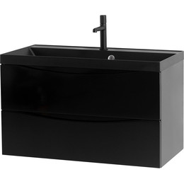 Тумба подвесная с раковиной BelBagno MARINO-800-2C-SO-NL-P 80 см, Nero Lucido (раковина BB800/450-LV-ART-AST-NERO) - фото 
