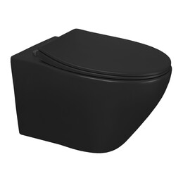 Унитаз подвесной безободковый Azario Keras AZ-99046B с тонкой крышкой микролифт, чёрный матовый, Цвет производителя: чёрный матовый - фото 