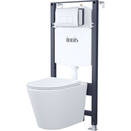 Инсталляция с подвесным унитазом комплект: Iddis Basic BASC010i73, сиденье микролифт, кнопка смыва хром - фото 