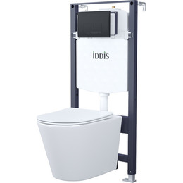 Инсталляция с подвесным унитазом комплект: Iddis Basic BASC020i73, сиденье микролифт, кнопка смыва чёрная - фото 