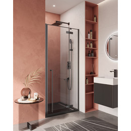 Душевая дверь Cezares 90 см LINER-B-12-90-C-NERO-R, чёрный/прозрачное - фото 