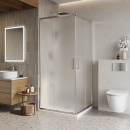 Душевое ограждение BelBagno 90x90 см LUCE-A-2-90-P-Cr, хром/матовое - фото 