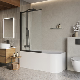 Шторка для ванны BelBagno 100 см LUCE-VF-11-100/145-C-NERO, чёрный/прозрачное - фото 