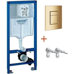 Инсталляция для подвесного унитаза Grohe Rapid SL 38772001 с кнопкой смыва золото глянцевое 38732GL0, Цвет производителя: золото глянцевое - фото 