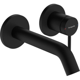 Смеситель для раковины настенный Hansgrohe Tecturis S 73350670, чёрный матовый - фото 