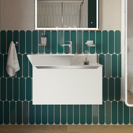 Тумба подвесная с раковиной Stworki Ши 80 см TR-593471, белый - фото 