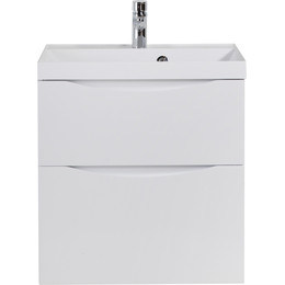 Тумба подвесная с раковиной BelBagno MARINO-H60-700-2C-SO-BL-P 70 см (раковина чёрная BB700/450-LV-ART-AST-NERO) Bianco Lucido - фото 