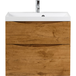 Тумба подвесная с раковиной BelBagno MARINO-H60-600-2C-SO-RN-P 60 см (раковина чёрная BB600/450-LV-ART-AST-NERO) Rovere Nature - фото 