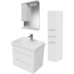 Комплект мебели Mirsant Soho Quadro 60/2 см c доводчиком (тумба + зеркало + пенал) - фото 