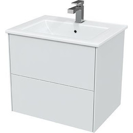 Тумба подвесная с раковиной Mirsant Ultra 60 см (раковина Next 60), белый матовый - фото 