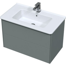 Тумба подвесная с раковиной Mirsant Ultra 80 см (раковина Next 80), серый матовый - фото 