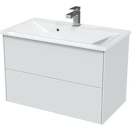 Тумба подвесная с раковиной Mirsant Ultra 80 см (раковина More 80), белый глянцевый - фото 