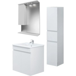 Комплект мебели Mirsant Next 60 см (раковина Next 60), белый (тумба + зеркало + пенал) - фото 