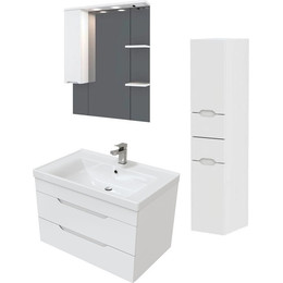 Комплект мебели Mirsant Soho Quadro 80 см (тумба + зеркало + пенал) - фото 