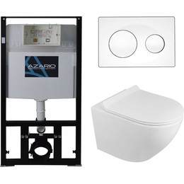 Инсталляция с подвесным безободковым унитазом Azario Grado AZ-8010-1000+AZ-0046-N+AZ-8200-0012, Цвет производителя: белый - фото 