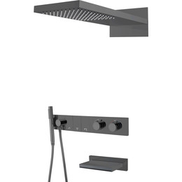 Душевая система для ванны с термостатом Boheme Zodiac 133-2-SGM, shine gun metal - фото 