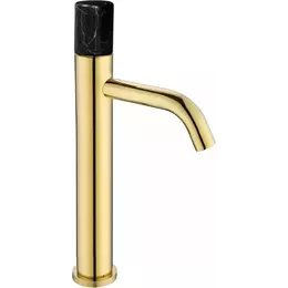 Смеситель для раковины высокий Boheme Stick 122-G-MR-BLACK, чёрный/золото - фото 