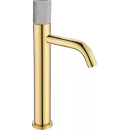 Смеситель для раковины высокий Boheme Stick 122-G-MR-WHITE, white mramor gold - фото 