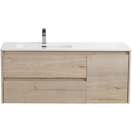 Тумба подвесная с раковиной BelBagno KRAFT-1000-2C-1A-SO-RGB-L 100 см, Rovere Galifax Bianco - фото 