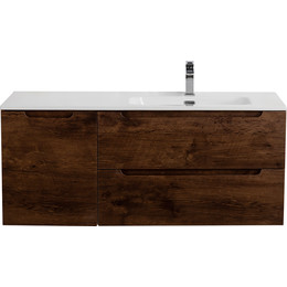 Тумба подвесная с раковиной BelBagno ETNA-1000-2C-1A-SO-RW-R 100 см (раковина BB1000ETL-R) Rovere Moro, Цвет фасада: Rovere Moro - фото 