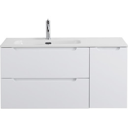 Тумба подвесная с раковиной BelBagno ETNA-1000-2C-1A-SO-BL-L 100 см (раковина BB1000ETL-L) Bianco Lucido, Цвет фасада: Bianco Lucido - фото 