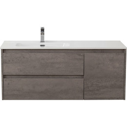 Тумба подвесная с раковиной BelBagno KRAFT-1000-2C-1A-SO-CG-L 100 см, Cemento Grigio - фото 