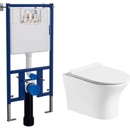 Инсталляция с подвесным унитазом комплект: Loranto 4501 с подвесным унитазом Azario Round AZ-2617E сиденье микролифт - фото 