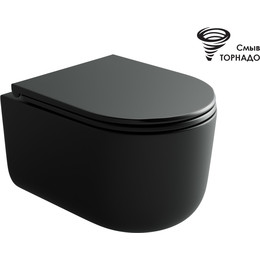 Унитаз подвесной безободковый Ceramicanova Ulma CN4006TMB с тонкой крышкой микролифт, чёрный матовый, Цвет производителя: чёрный матовый - фото 