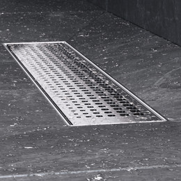 Душевой трап (лоток) 40 AM.PM MasterFlow W01SC-P11-040-01SB комбинированный затвор со стальной матовой решеткой, Цвет производителя: хром, Размер трапа: 400 - фото 