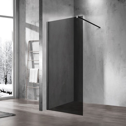 Душевая перегородка Vincea Walk in 110 см VSW-1H110CGB (стекло 8 мм) с кронштейном в комплекте, чёрный матовый/тонированное - фото 