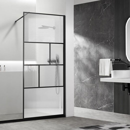 Душевая перегородка Vincea Walk in HC Art 120 см VSW-1HC120CFB (стекло 8 мм) с кронштейном в комплекте, чёрный/прозрачное/матовое - фото 