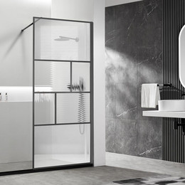 Душевая перегородка Vincea Walk in HC Art 90 см VSW-1HC900CFGM (стекло 8 мм) с кронштейном в комплекте, вороненая сталь/прозрачное/матовое - фото 