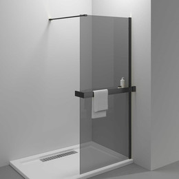 Душевая перегородка Vincea Walk in HR 80 см VSW-4HR800CGB (стекло 8 мм) с кронштейном в комплекте, чёрный матовый/тонированное - фото 