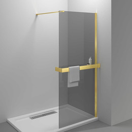 Душевая перегородка Vincea Walk in HR 80 см VSW-4HR800CGG (стекло 8 мм) с кронштейном в комплекте, брашированное золото/тонированное - фото 