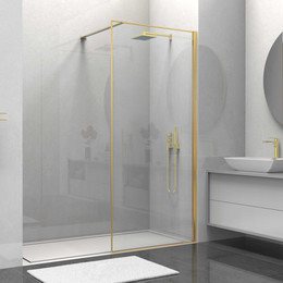 Душевая перегородка Vincea Walk in HS 90 см VSW-1HS900CLG (стекло 8 мм) с кронштейном в комплекте, брашированное золото/прозрачное - фото 