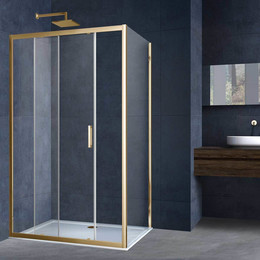 Душевое ограждение Vincea Alpha 110x90 см VSR-3AL9011CLG, брашированное золото/прозрачное - фото 