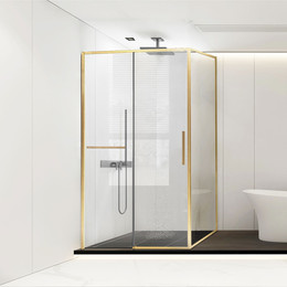 Душевое ограждение Vincea Slim Soft 140x100 см VSR-1SS1014CLG, брашированное золото/прозрачное - фото 