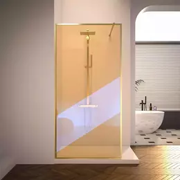 Душевая перегородка Veconi Korato KR81GC-110-10-C8 110х200 см (стекло 8 мм), брашированное золото/тонированное - фото 