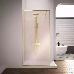 Душевая перегородка Veconi Korato KR81GL-80-10-C4 80х200 см (стекло 8 мм), брашированное золото/матовое - фото 